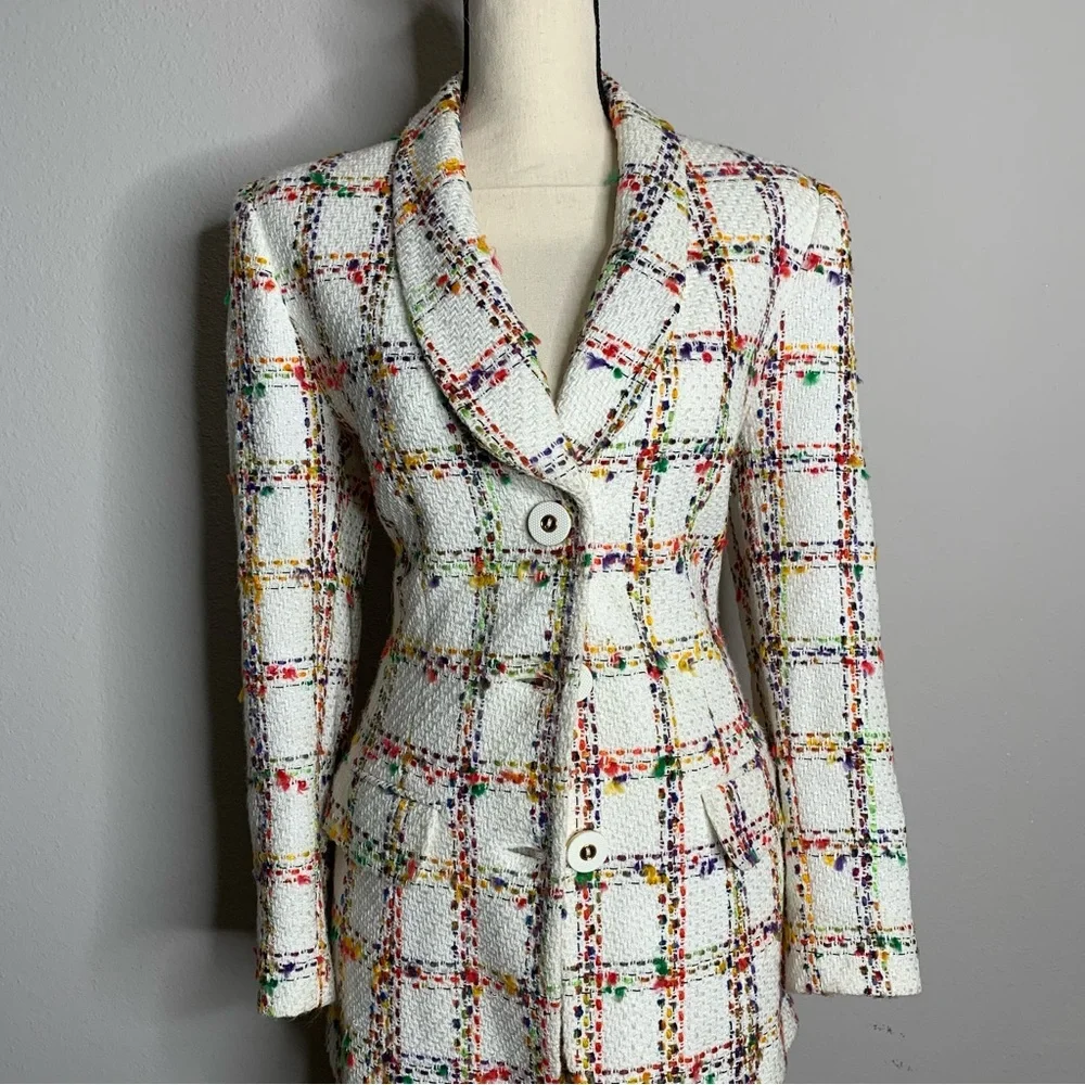 Doncaster Vintage Multicolor Tweed Plaid 2 Piece Skirt Suit Set - Picture 7 of 14